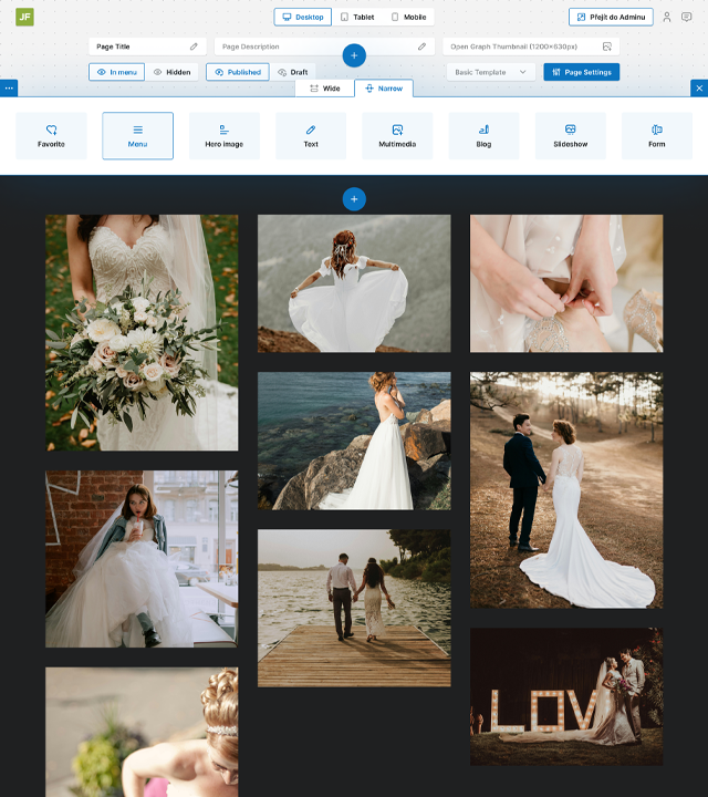 Hlavní editor celých stránek